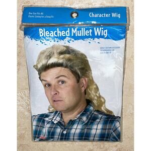 BLEACHED BLONDE MULLET FULL TOP WIG JOE REDNECK COSTUME